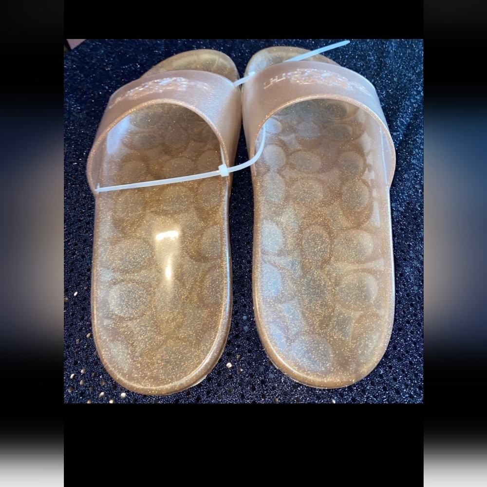 Coach New York Glittery Gold Slides - Picture 4 of 5